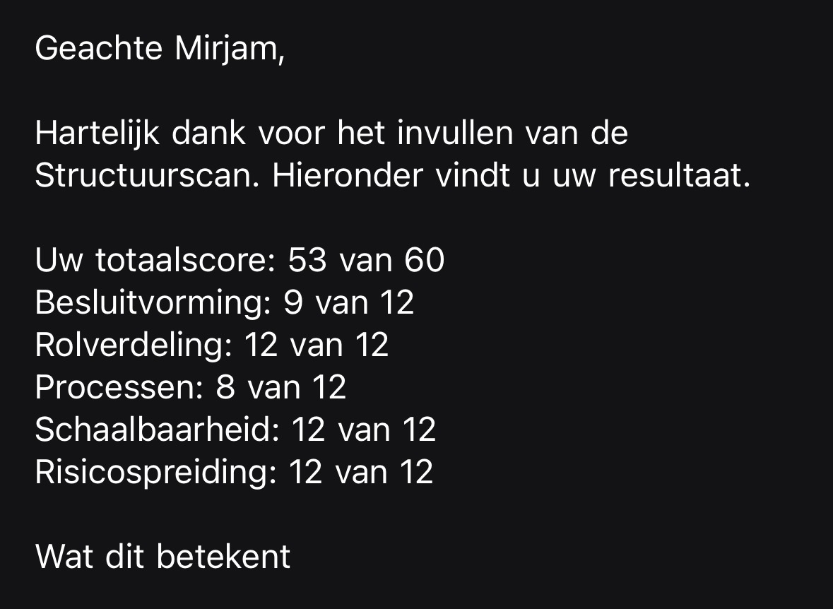 Voorbeeld van een Structuurscan uitslag per e-mail